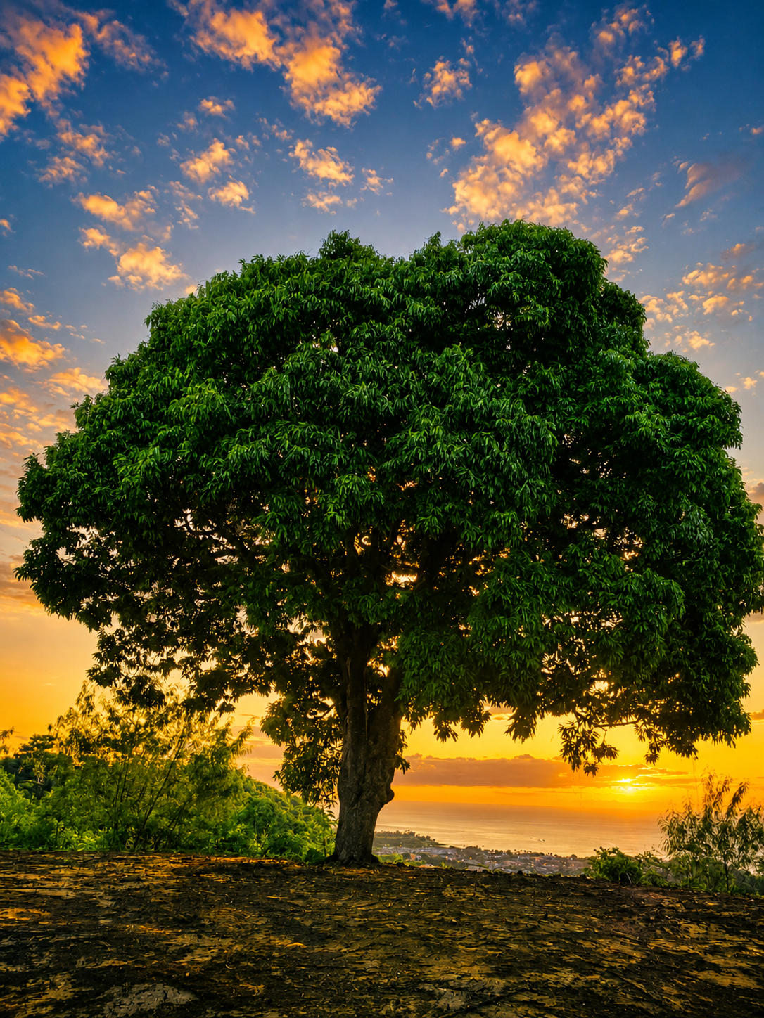 Manguier au coucher du soleil